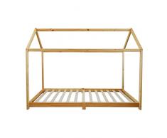 Rebecca Mobili Cama Infantil Montessori, Cama para el Dormitorio de los niños, Forma de casa, Madera de Pino, diseño nórdico, somier de 90 x 200 cm - Art. RE6763