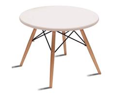Beat Coffee Mesa auxiliar ,de centro, patas madera y sobre madera blanco estilo nórdico para comedor,dormitorio, cocina , balcón , terraza interior