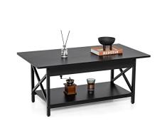 COSTWAY Mesa Auxiliar, Negro, 110 x 60 x 48 cm (L x B x H)