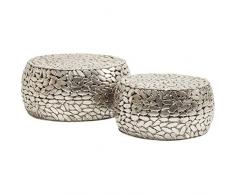 Kare Design Mesa centro, Pebbles, Deluxe plata, (2/Set), metal, redonda, sala de estar
