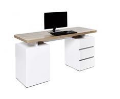 Marca Amazon - Movian Skadar - Escritorio con 3 cajones y 1 puerta, 150 x 55 x 76 cm, color roble Riviera y blanco mate