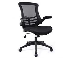 SONGMICS Silla Giratoria de Escritorio de Malla Transpirable, Negro OBN81B