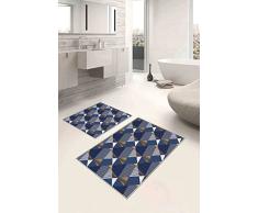 Questo Casa, Base Decorativa, Antideslizante, Juego de tapete de baño Delgado Moderno Lavable de 2 Piezas, Rectangular, Alfombra de baño, Alfombra de baño, 0.9Mc, Pila:4mm, 60x100 Cm, 50x60 Cm