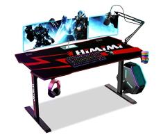 152 cm Mesa Gaming Desk, Mesa de Juegos electrónicos, Ergonómica Grande PC Gaming Escritorios, T Forma estación de Trabajo para PC, Escritorio para Juegos en casa, Oficina para Juegos, 152x71x76 cm