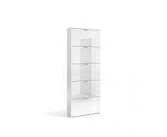 Zapatero Pasillo Color Blanco Brillo 5 Puertas Armario Entrada Mueble Recibidor Moderno 180x70x17