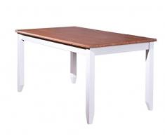 Inter Link Benton Harbor Mesa de Comedor Pino Madera Maciza Blanco Sepia marrón 160 x 90 cm, Bianco, 160x90x80 cm