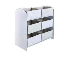 Hello Home Unidad de Almacenamiento de Juguetes con Seis Cubos para dormitorios Infantiles, Tela, Tamaño aproximado: 60 cm (Altura) x 63,5 cm (Anchura) x 30 cm (Fondo)