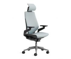 Steelcase Gesture Silla de Oficina Ergonómica con Altura, Soporte Lumbar, Brazos y reposacabeza Ajustables, Mecanismo reclinable y tapicería cómoda en Tejido azul claro