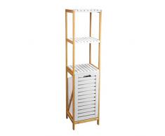 LOLAhome Estantería con cesto de bambú Natural nórdica de 140x33x34 cm (Blanco)