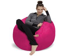 Sofa Sack L-La Nueva Experiencia de Confort puf con Relleno de Espuma de Memoria, Relajarse en el salón o la habitación de los niños, Terciopelo Suave y Aterciopelado en Color Magenta