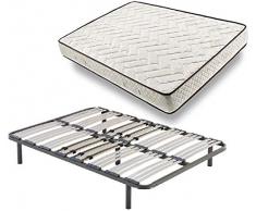 HOGAR24 TM63- Colchón + Somier Multiláminas con Patas, Medida 160x180 cm. Núcleo Alta Densidad Transpirable con Tejido 3D y Aloe Vera.