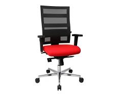 Topstar Sitness X de Pander Plus, Silla de Oficina, Escritorio Silla ergonómica con reposabrazos y Respaldo Regulable, plástico, Tela, Rojo y Negro, 61 x 59 x 130 cm