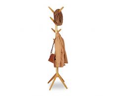 Relaxdays Perchero Pie en Forma de Árbol con 8 Colgadores, Madera de Bambú, Marrón, 179 x 40,5 x 40,5 cm