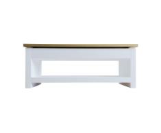 Marca Amazon - Movian - Mesa de café con tablero deslizante, 105 x 47 x 40,5 cm, blanca