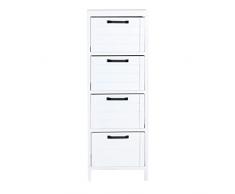 Lastdeco - Multicajonera SOURE | Mesita de Noche Blanca - Mesita Multicajonera de Madera Paulownia - 3 Cajones - 32 x 27 x 90 cm