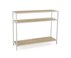 Versa Berlin Mueble Recibidor Estrecho para la Entrada o el Pasillo, Mesa Consola, con Estante Inferior, Medidas (Al x L x An) 80 x 30 x 100 cm, Madera y Metal, Color Marrón y Blanco