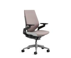Steelcase Gesture Silla de Oficina Ergonómica con Altura, Soporte Lumbar y Brazos Ajustables, Mecanismo reclinable y tapicería cómoda en Tejido Gris/naranja