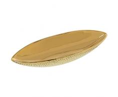 DRW Centro de Mesa Alargado de Ceramica en Dorado 40x13x8cm