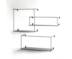 Haku Möbel Juego de 3 estanterías de Pared, Metal, Negro, T 18/16/20 x B 40/50/55 x H 40/15/25 cm