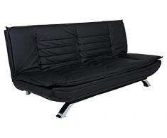AC Design Furniture Sofá Jasper, Cuero Artificial, Patas de Metal ,Cromado, 196 x 123 cm