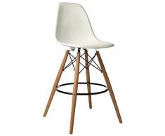 ST018 Taburete patas madera y asiento blanco estilo nórdico para barra alta, hostelería , cafetería , bar ,restaurante. 1 unidad