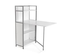 Versa Blumenau Mesa de Comedor con Estantería para Cocina, Terraza, Jardín o Comedor, Encimera Plegable, Medidas (Al x L x An) 120 x 30 x 62 cm, Madera, PVC y Metal, Color Blanco