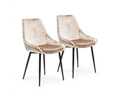 Kare Silla East Side (2/Set), Multicolor, 83 x 57 x 48 cm, Poliéster/Chapa de Madera Natural/Acero Recubierto de Polvo, Terciopelo Beige, 2 Unidades