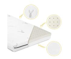 skiddoü, colchón para Cuna MADS 120x60, Grosor 10cm, Espuma de látex, Espuma de Poliuretano, Funda extraíble, Lavable, colchón Infantil, Blanco