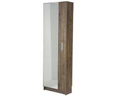 TOP KIT | Mueble Zapatero Espejo Danubio 56AB - 54 x 170 x 24 | Roble Puccini
