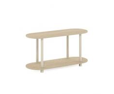 Furinno Turn-N-Tube Mesa Auxiliar Ovalada Moderna sin Herramientas, Roble Bauhaus/Beige, 1 Pack