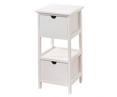 Baroni Home Mesita de Noche, Mueble de Salón, Sala de Estar, Dormitorio, Habitación Infantil, Baño, Mueble Multiusos, Color Blanco 2 Cajones, 1 Estante Medidas 30X30X61 cm