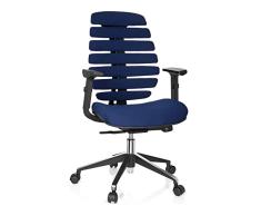 hjh OFFICE 714510 Silla de Oficina Ergo Line II Tela Azul, Respaldo ergonómica, con Brazos Ajustables, Silla giratoria
