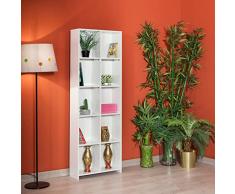 Questo Casa TRMDLF100015 Librería, Estante para Libros, Wood, Blanco, 60x170x20