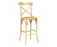 BISCOTTINI INTERNATIONAL ART TRADING Taburete Bar de Madera Maciza de Fresno y Asiento ratán Acabado Natural 48 x 45 x 120 cm