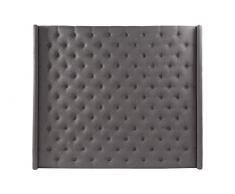 DRW Cabecero de Cama 194 Entero de capitone en Gris para Poner en el Suelo o Colgar hasta el Techo 194x20x170 cm