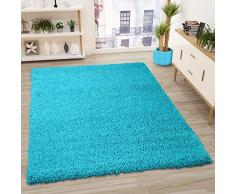 VIMODA Alfombra Prime Tipo Shaggy de Pelo Largo en Color Turquesa, alfombras Modernas para el salón y el Dormitorio, Monocolor, Maße:70x250 cm