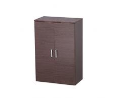 Iris Ohyama, Zapatero/Zapatero con estante / Zapatero de madera / Zapatero con 2 puertas y baldas, Diseño,Modular, entrada, dormitorio - Shoe cabinet - SR-6035 - Marrón