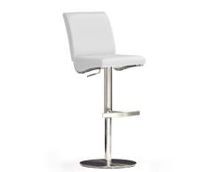 Robas Lund Bar Silla di. AZ, 360 Grados, 100% Poliuretano, Estructura de Acero Inoxidable Cepillado, Color Blanco, 50 x 42 x 112 cm
