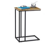 Relaxdays Auxiliar, diseño Industrial, Forma de C, Mesa de Almacenamiento, Metal y Aspecto de Madera, 65,5 x 46 x 30 cm, marrón/Negro, 50% Hierro 40% Tablero de Fibra 10% plástico, 1 Unidad