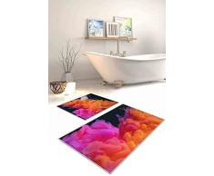 Questo Casa, Base Decorativa, Antideslizante, Juego de tapete de baño Delgado Moderno Lavable de 2 Piezas, Rectangular, Alfombra de baño, Alfombra de baño, 0.9Mc, Pila:4mm, 60x100 Cm, 50x60 Cm