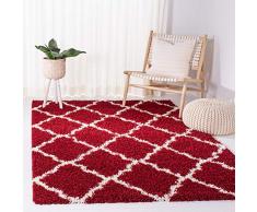 Safavieh Shaggy SGD257 - Alfombra Rectangular para Interiores (122 x 183 cm), Color Rojo y Marfil