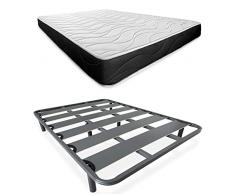 Somnia Descanso - Cama Completa con Colchón Bombay Reversible (Cara Invierno/Verano) + Somier Reforzado 40x30mm con 6 Patas Metálicas Roscadas, 150 x 190