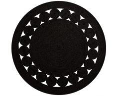 MANI TEXTILE Alfombra Redonda LEYLIM Negra 120 x 120 cm