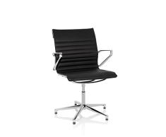 hjh OFFICE 660498 Silla visitante ergonómica con reposabrazos PARIBA V IV Negro, Silla de confidente de Cuero con Sistema Retorno automático