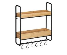 Wenko Wandregal Loft Etagen, Badezimmerregal mit 2 Böden, Wohnregal Estantería de Pared Niveles para baño o salón, Metal, Negro, 48 x 52 x 15 cm