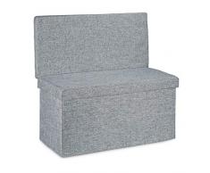Relaxdays Baúl Almacenamiento, Puff Asiento Almacenaje, Banco con Respaldo, Taburete, Lino, 1 Ud, 73 x 76 x 38 cm, Gris