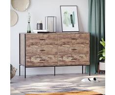 Vida Designs Cómoda, ingeniería, Madera Oscura, 6 Drawer Wide