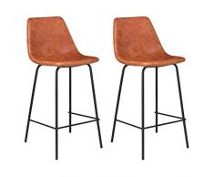 Happy Garden Lote de 2 taburetes de Bar Vintage Lucien Cognac - Altura del Asiento 65cm
