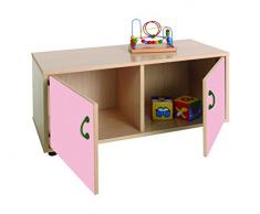 Mobeduc Mueble Infantil Superbajo Armario 2 Casillas, Haya, Haya y Rosa, 90x40x44 cm