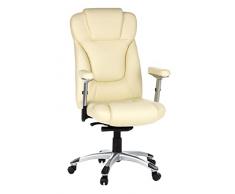 hjh OFFICE 668720 Sillón de Oficina Embassy 200 Piel sintética Blanco Crema, Silla giratoria, Asiento Grande, Acolchado Suave, Reposabrazos Ajustables